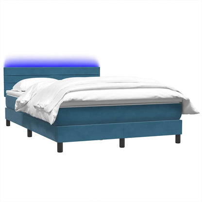 Boxspringbett mit Matratze & LED Dunkelblau 140x210 cm Samt