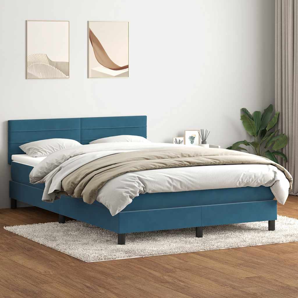 Boxspringbett mit Matratze & LED Dunkelblau 140x210 cm Samt