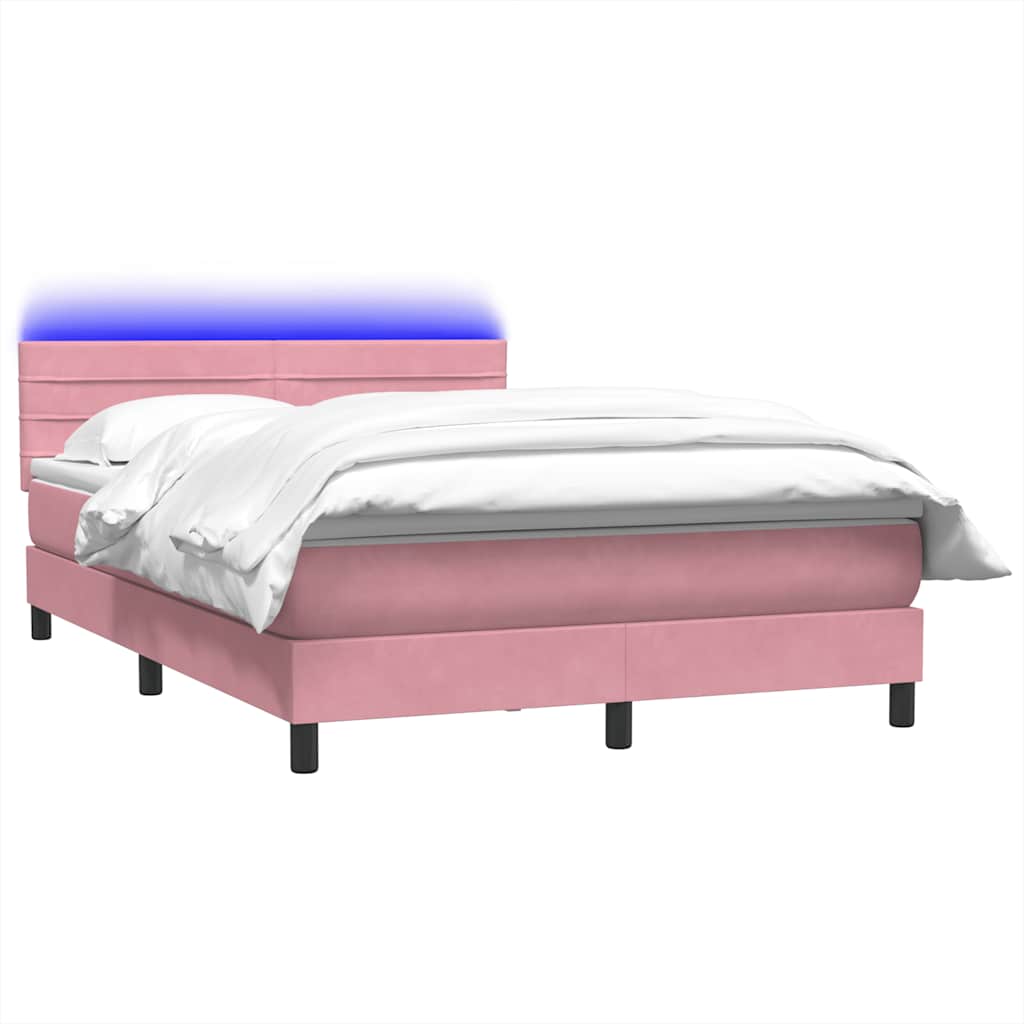 Boxspringbett mit Matratze & LED Rosa 140x210 cm Samt