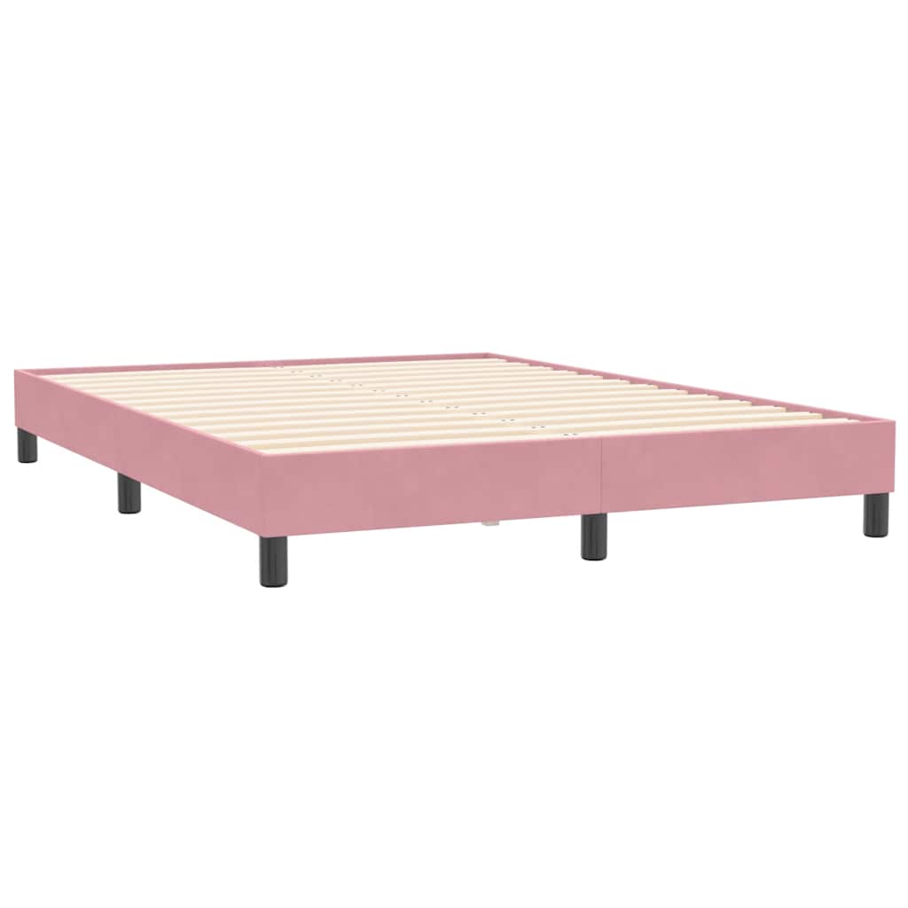 Boxspringbett mit Matratze & LED Rosa 140x210 cm Samt