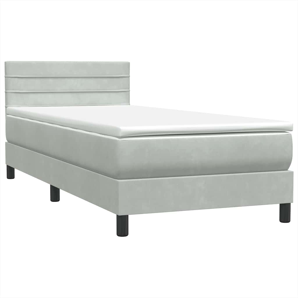 Boxspringbett mit Matratze & LED Hellgrau 80x220 cm Samt