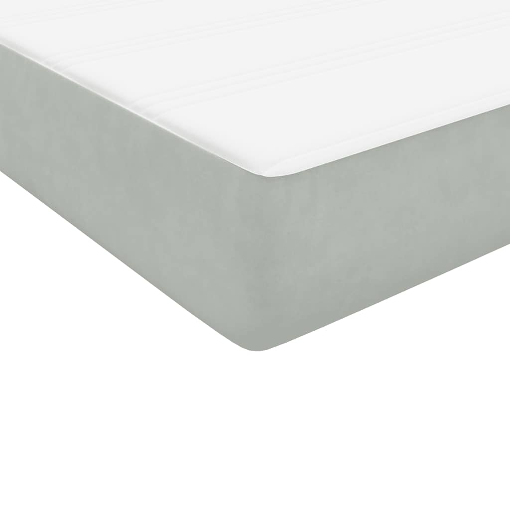 Boxspringbett mit Matratze & LED Hellgrau 80x220 cm Samt
