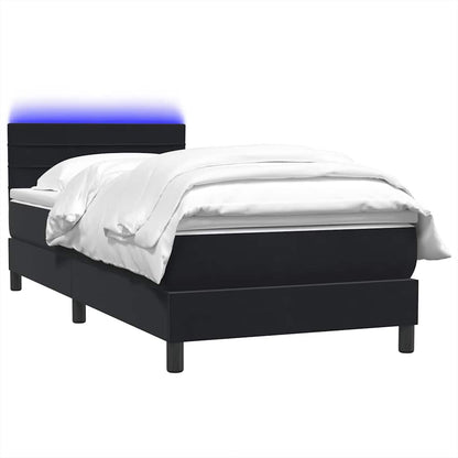 Boxspringbett mit Matratze & LED Schwarz 80x220 cm Samt