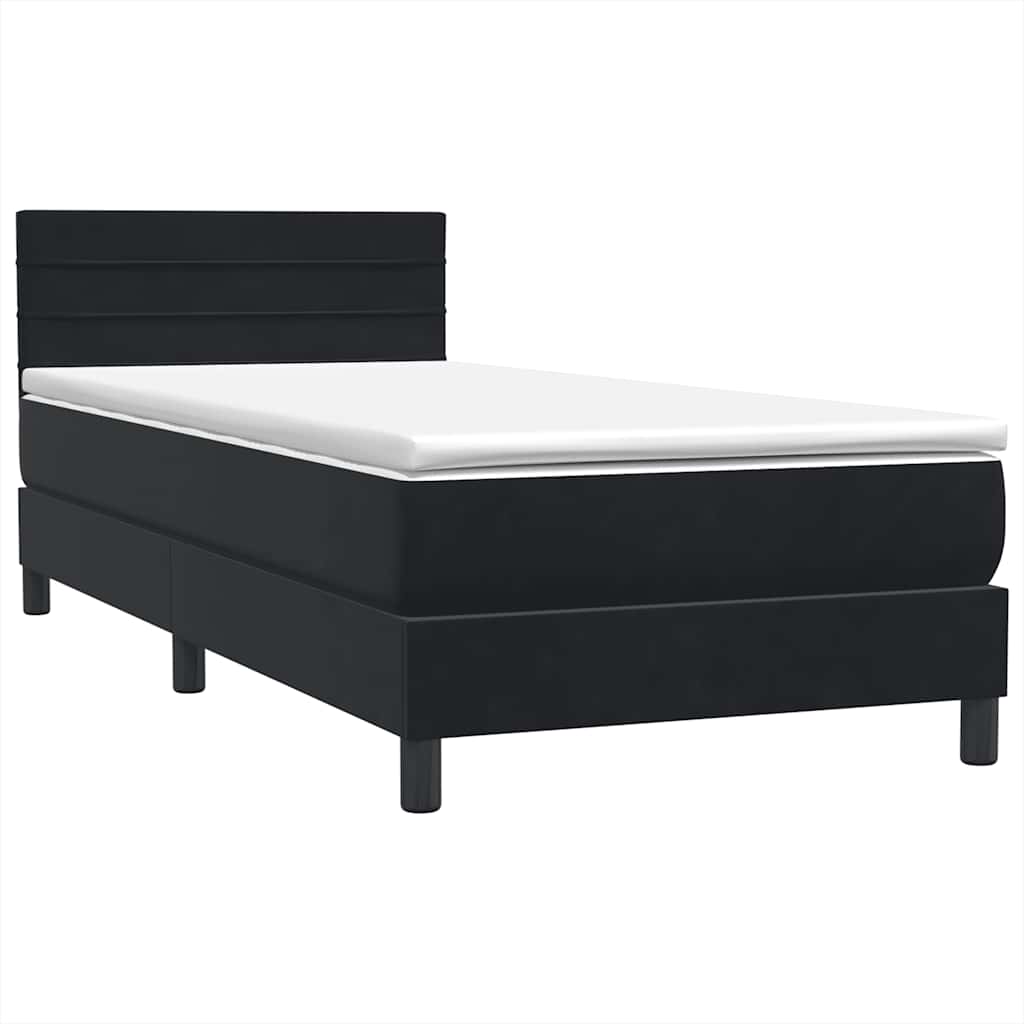 Boxspringbett mit Matratze & LED Schwarz 80x220 cm Samt