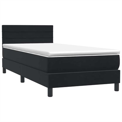Boxspringbett mit Matratze & LED Schwarz 80x220 cm Samt