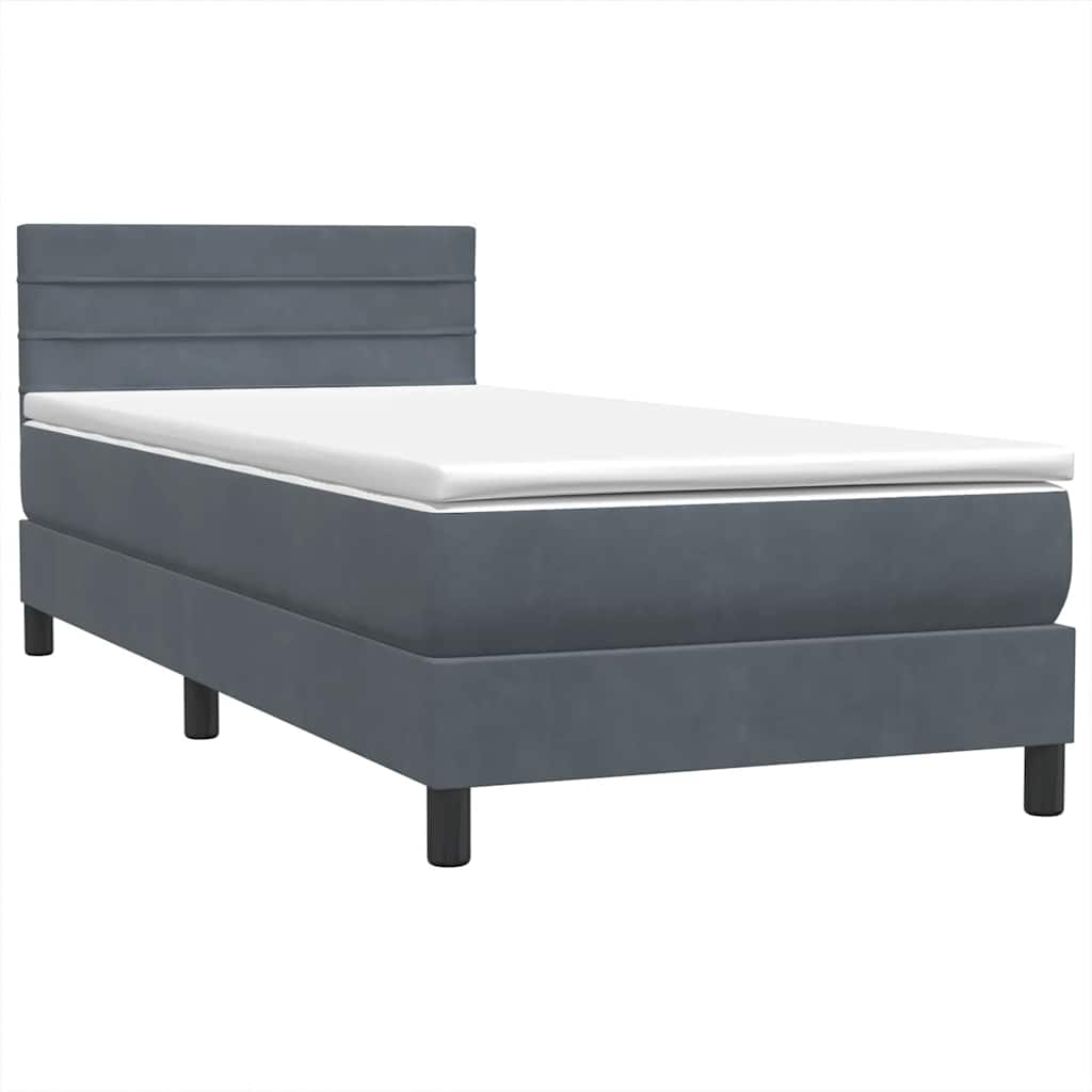 Boxspringbett mit Matratze & LED Dunkelgrau 90x220 cm Samt