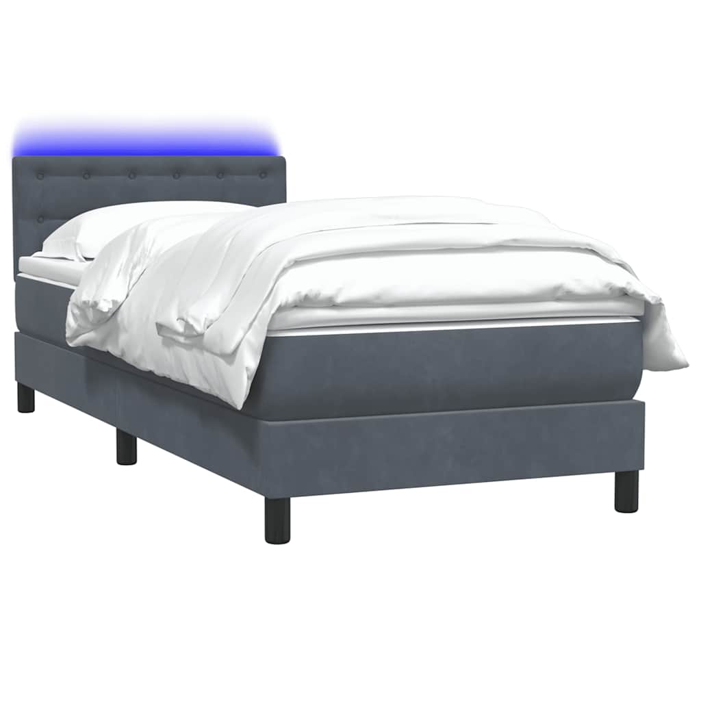 Boxspringbett mit Matratze & LED Dunkelgrau 90x210 cm Samt