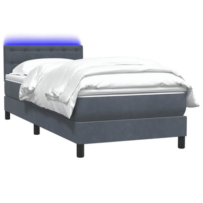 Boxspringbett mit Matratze & LED Dunkelgrau 90x210 cm Samt