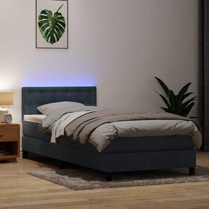Boxspringbett mit Matratze & LED Dunkelgrau 90x210 cm Samt