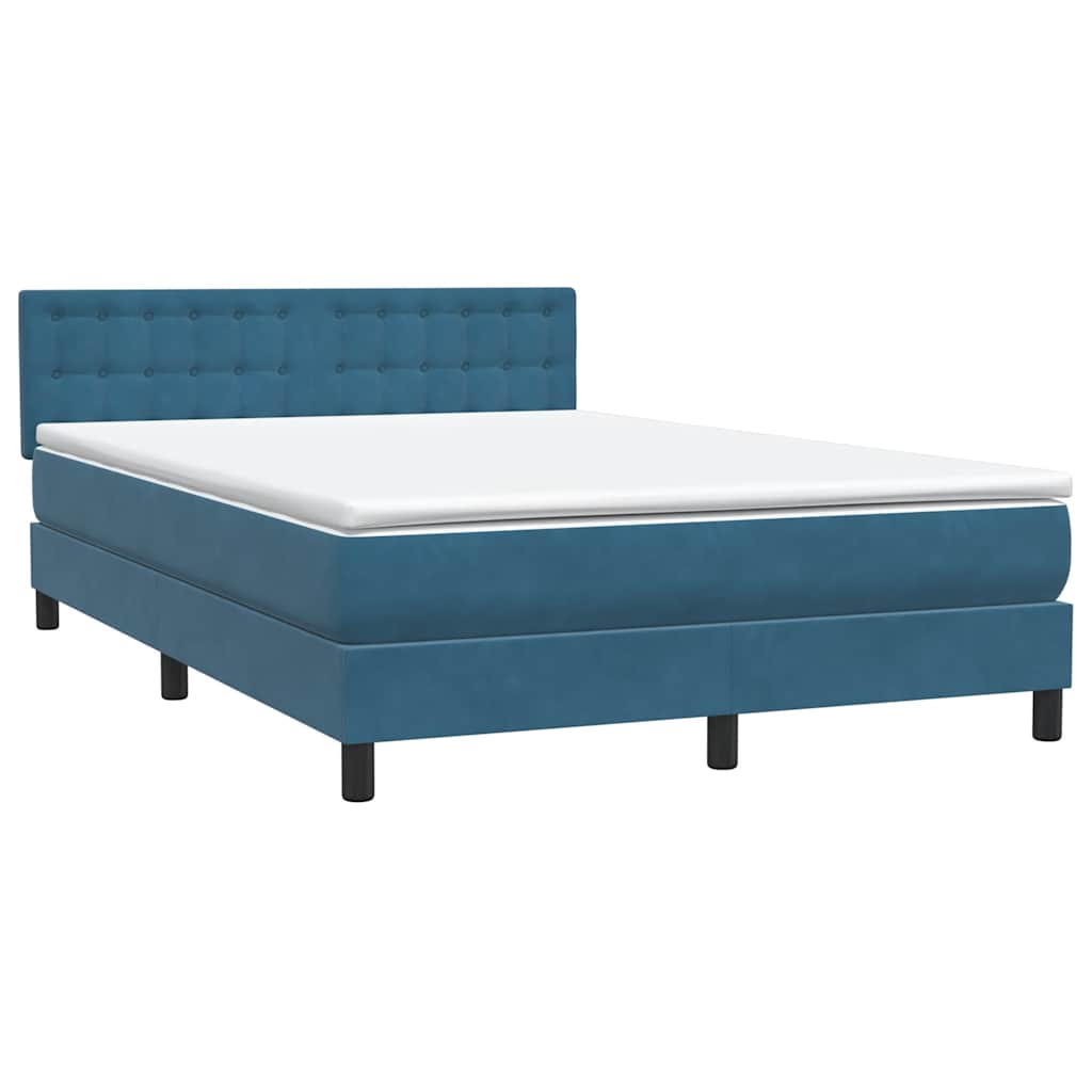 Boxspringbett mit Matratze & LED Dunkelblau 140x210 cm Samt