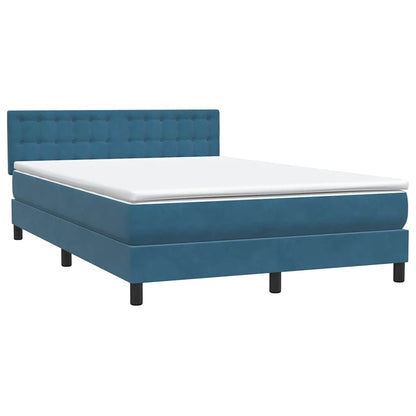Boxspringbett mit Matratze & LED Dunkelblau 140x210 cm Samt
