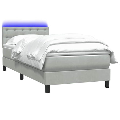 Boxspringbett mit Matratze & LED Hellgrau 80x220 cm Samt