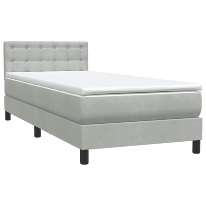Boxspringbett mit Matratze & LED Hellgrau 80x220 cm Samt