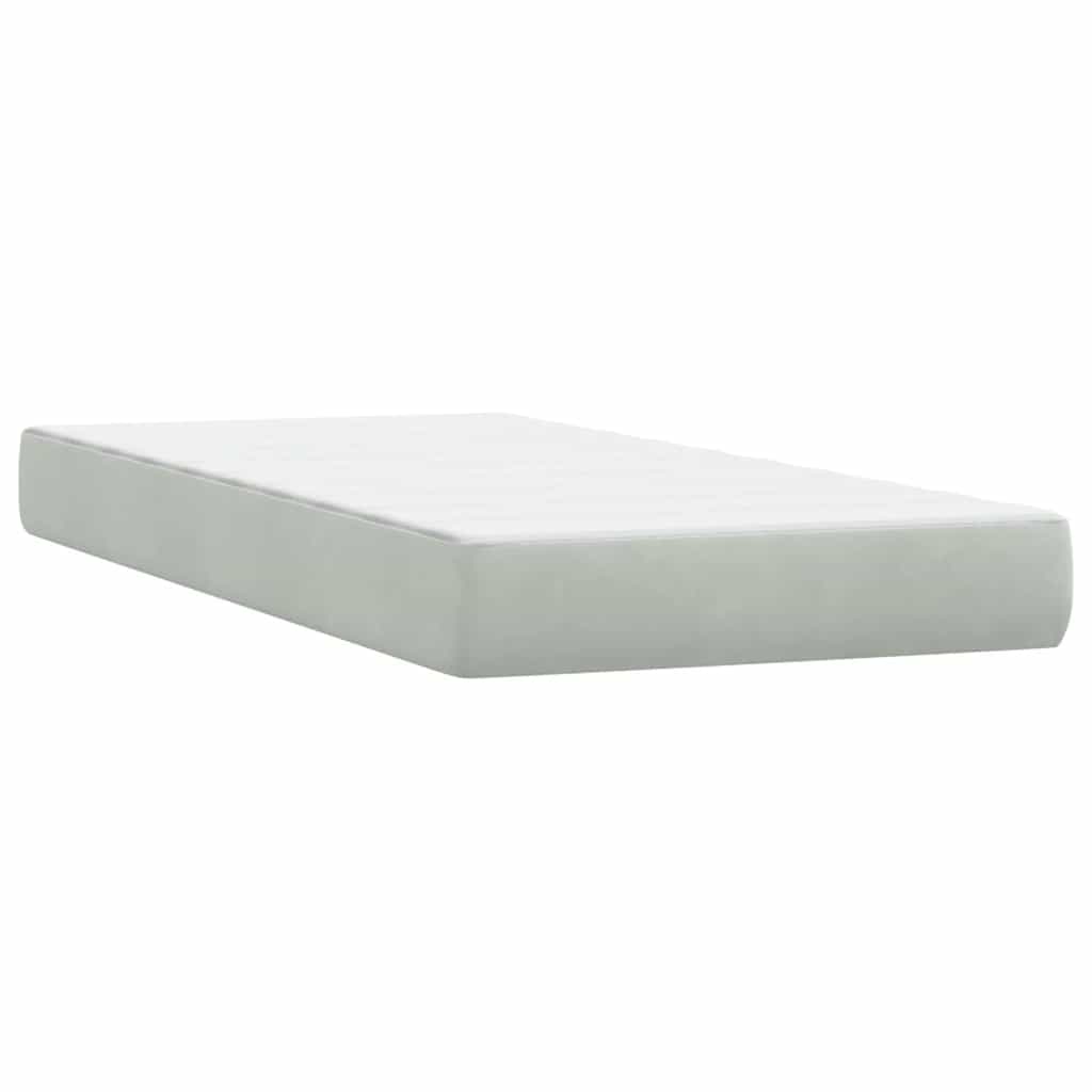 Boxspringbett mit Matratze & LED Hellgrau 80x220 cm Samt
