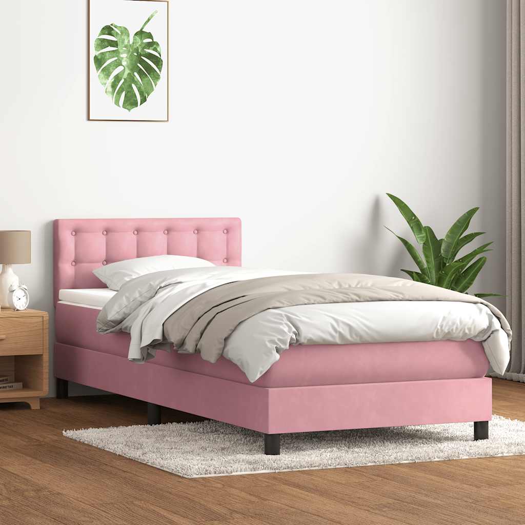 Boxspringbett mit Matratze & LED Rosa 80x220 cm Samt