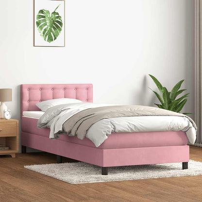 Boxspringbett mit Matratze & LED Rosa 80x220 cm Samt