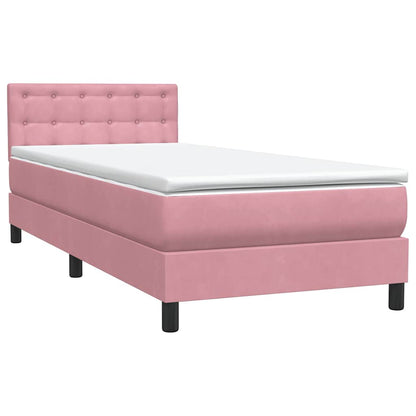 Boxspringbett mit Matratze & LED Rosa 80x220 cm Samt