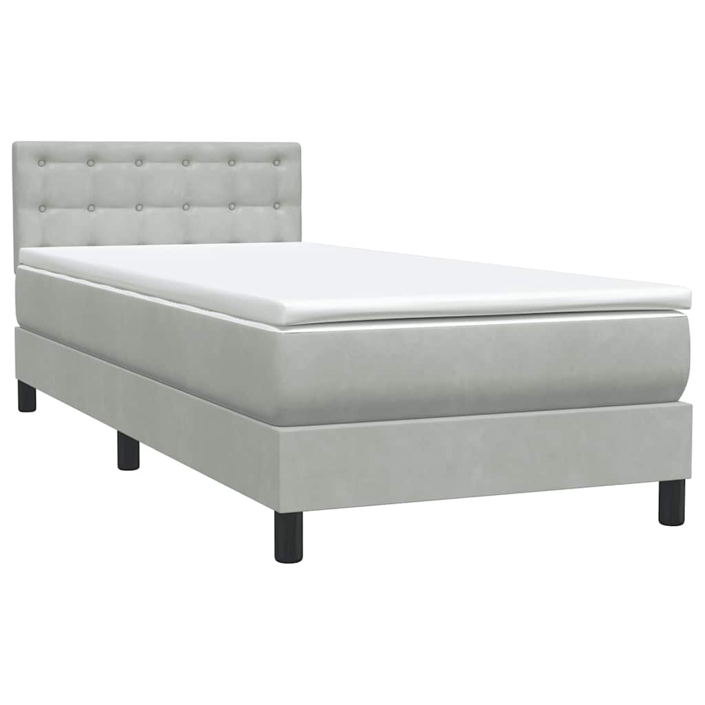 Boxspringbett mit Matratze & LED Hellgrau 90x220 cm Samt