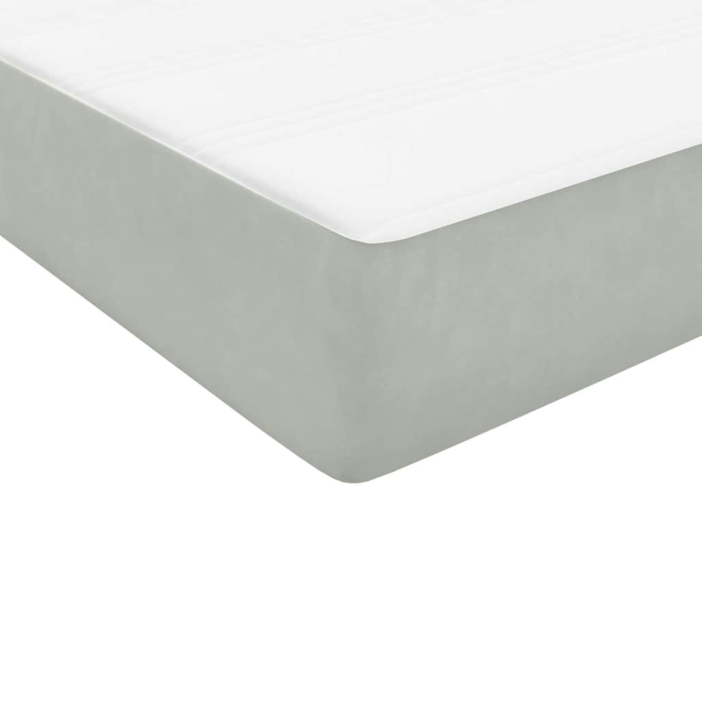 Boxspringbett mit Matratze & LED Hellgrau 90x220 cm Samt