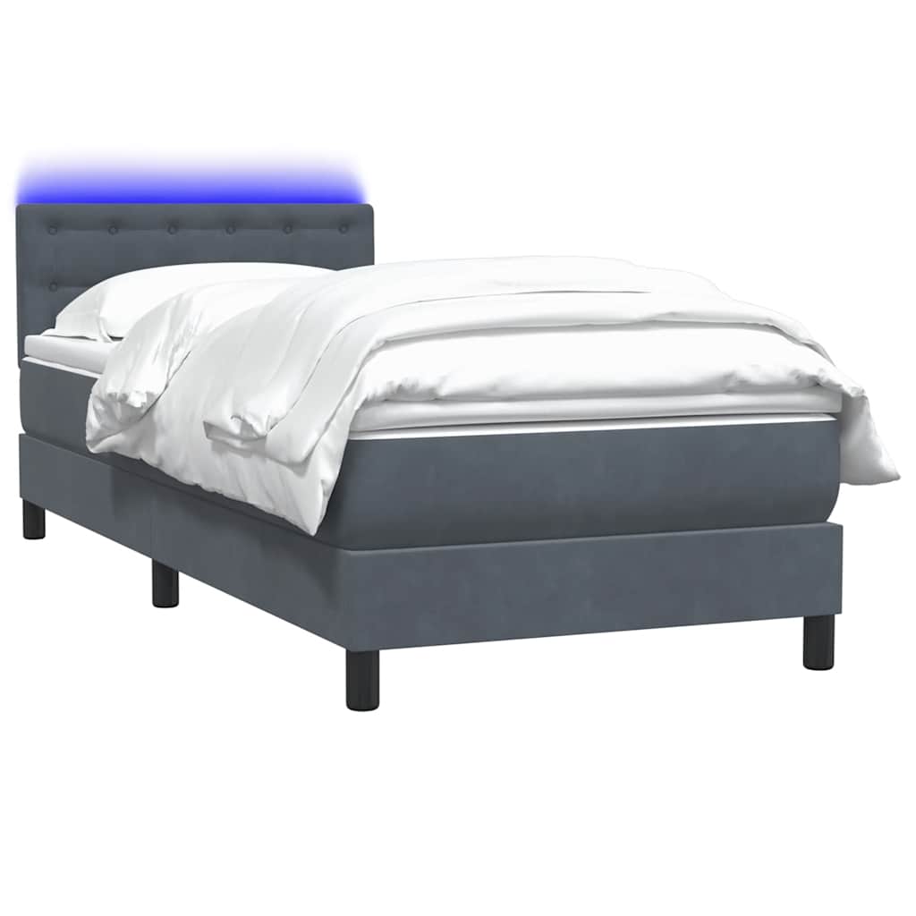 Boxspringbett mit Matratze & LED Dunkelgrau 90x220 cm Samt