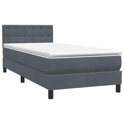 Boxspringbett mit Matratze & LED Dunkelgrau 90x220 cm Samt