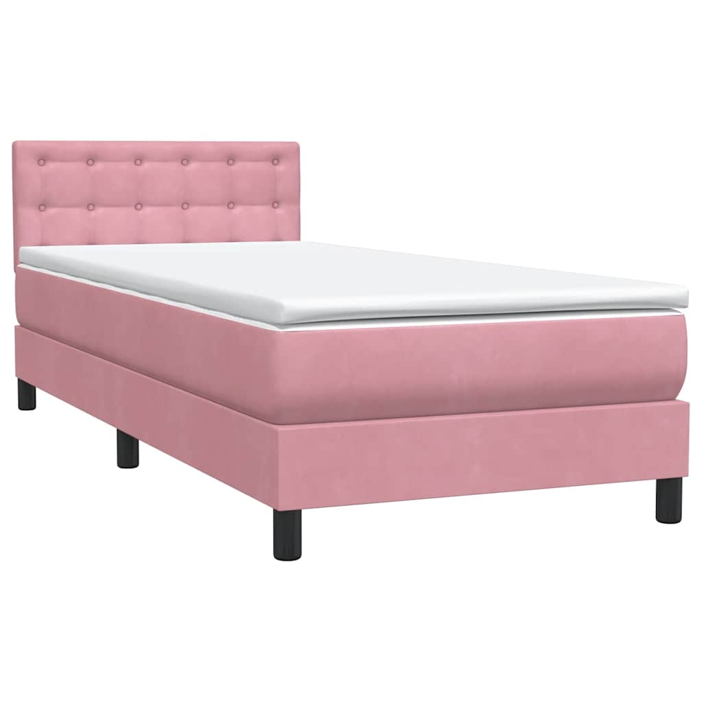 Boxspringbett mit Matratze & LED Rosa 100x220 cm Samt