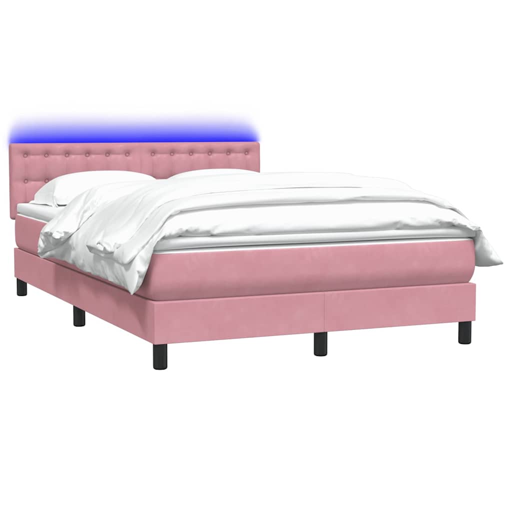 Boxspringbett mit Matratze & LED Rosa 140x220 cm Samt