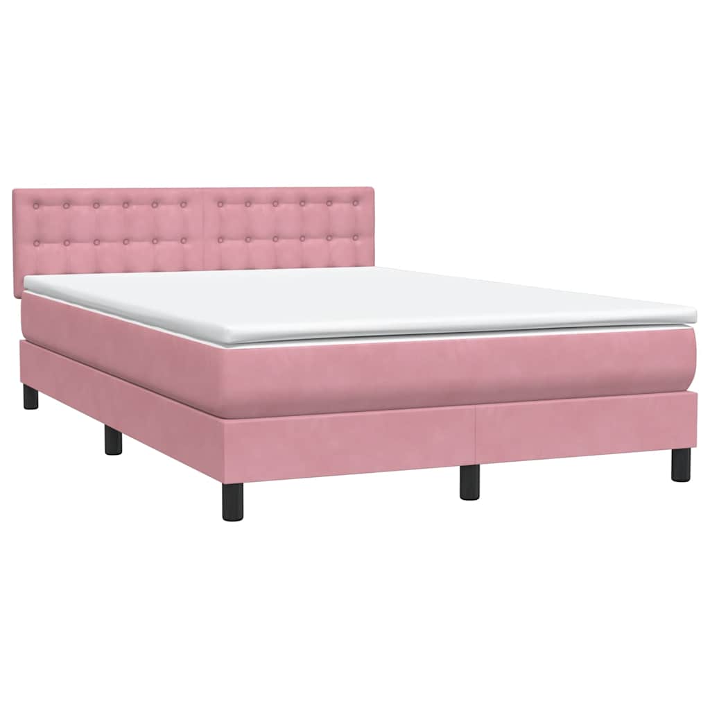 Boxspringbett mit Matratze & LED Rosa 140x220 cm Samt
