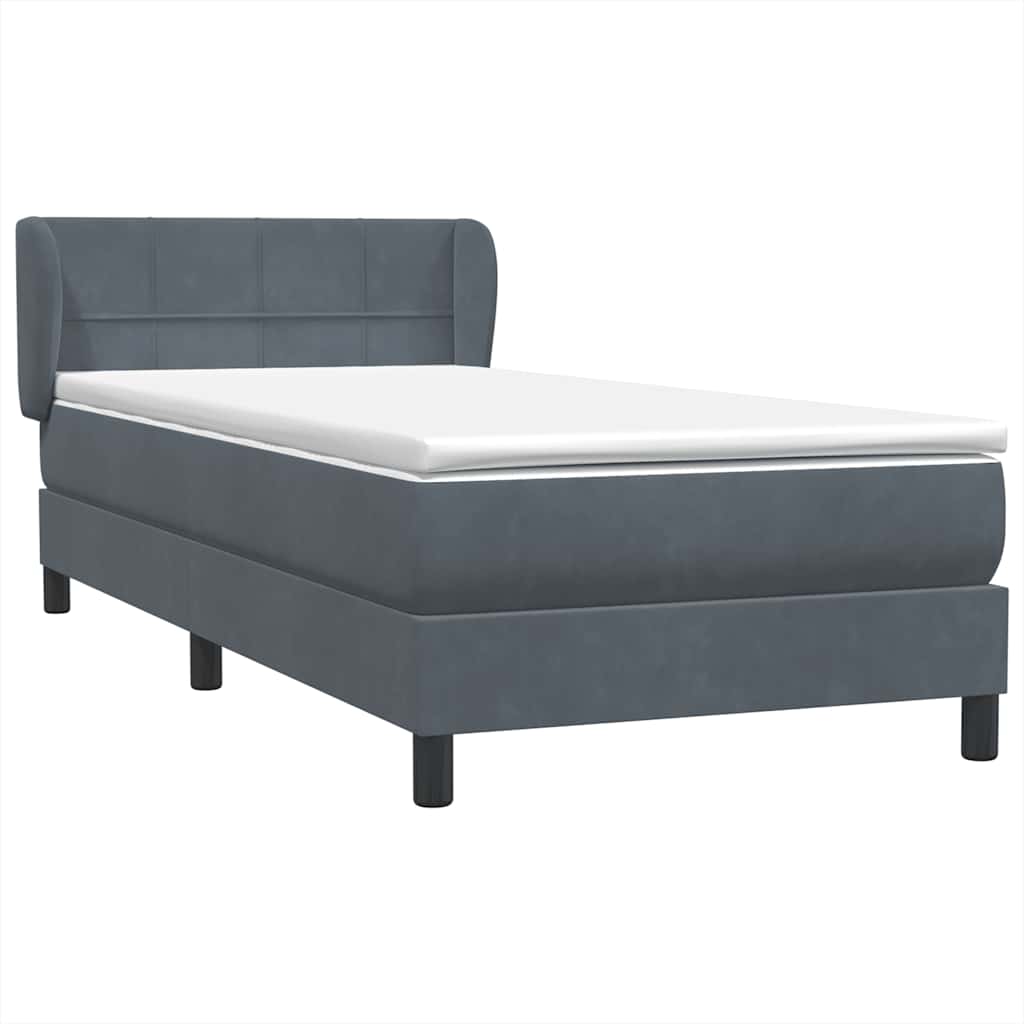 Boxspringbett mit Matratze Dunkelgrau 80x210 cm Samt
