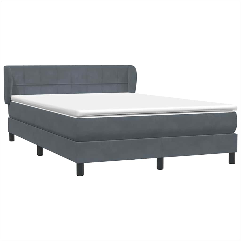 Boxspringbett mit Matratze Dunkelgrau 140x210 cm Samt