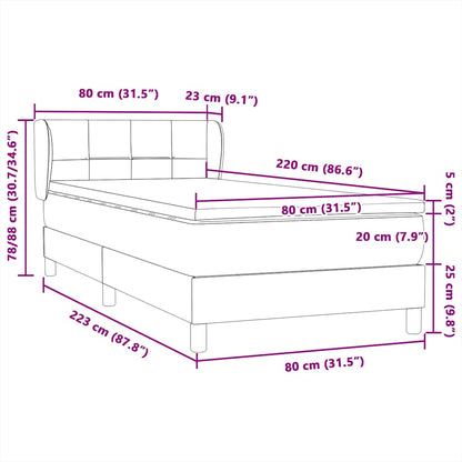 Boxspringbett mit Matratze Hellgrau 80x220 cm Samt