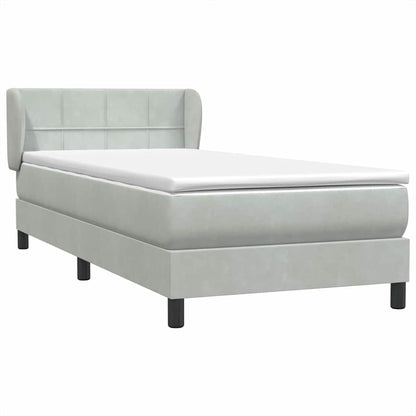 Boxspringbett mit Matratze Hellgrau 80x220 cm Samt
