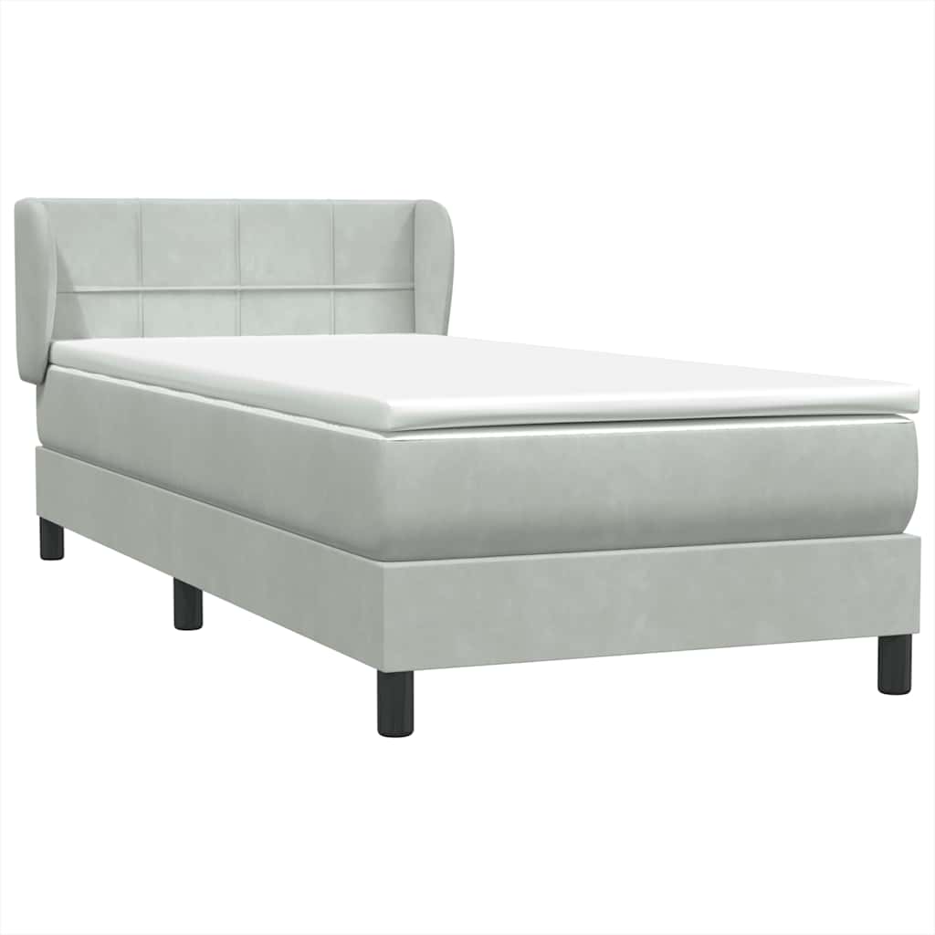 Boxspringbett mit Matratze Hellgrau 90x220 cm Samt