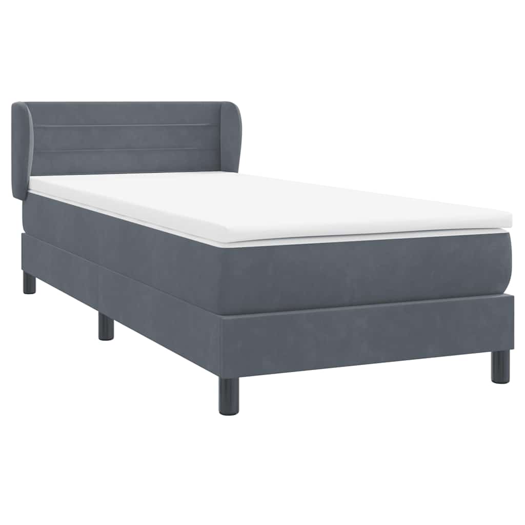 Boxspringbett mit Matratze Dunkelgrau 80x210 cm Samt
