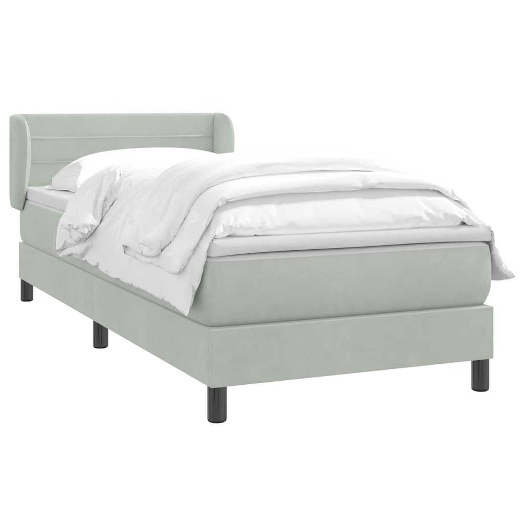 Boxspringbett mit Matratze Hellgrau 90x220 cm Samt