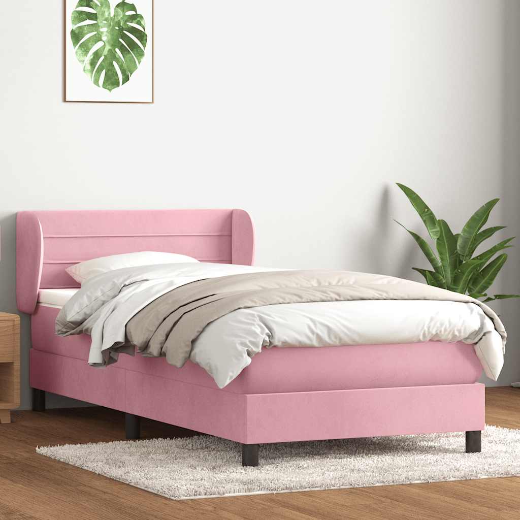 Boxspringbett mit Matratze Rosa 100x220 cm Samt