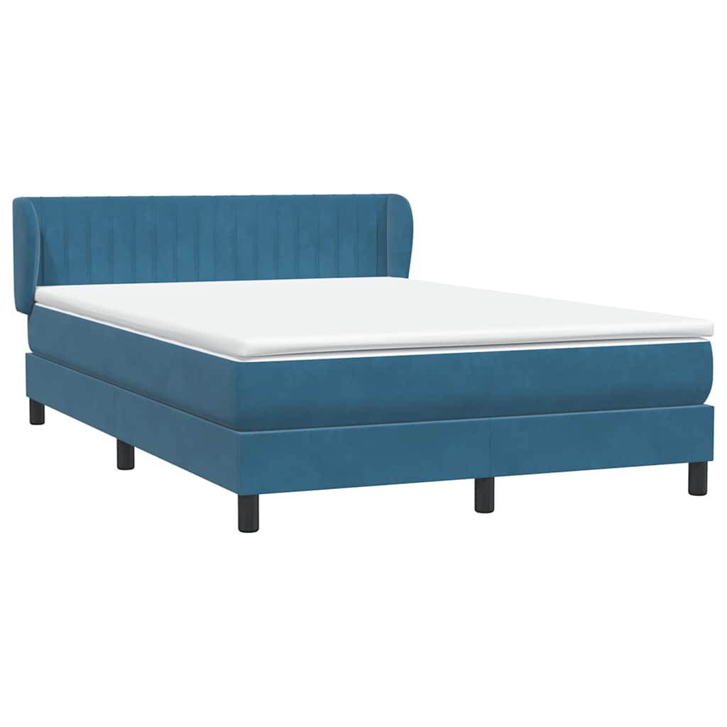 Boxspringbett mit Matratze Dunkelblau 140x210 cm Samt