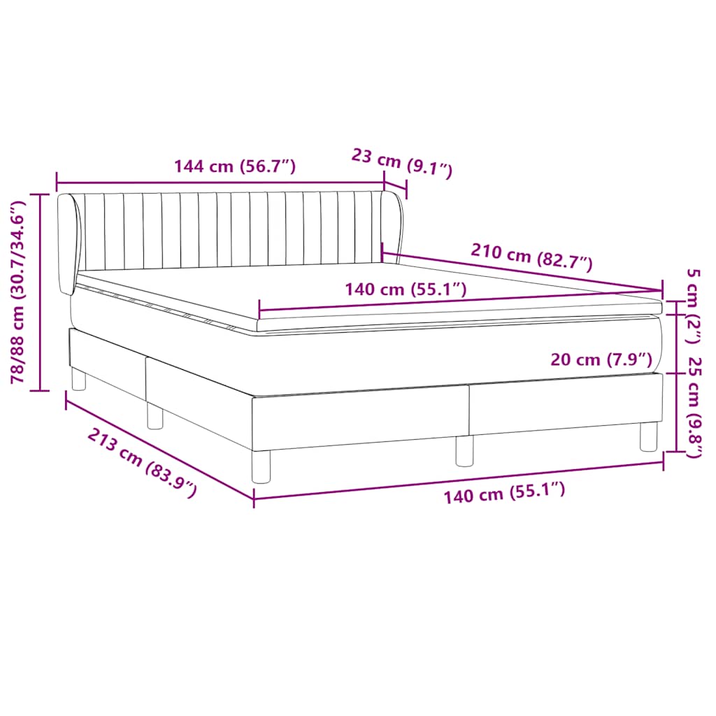 Boxspringbett mit Matratze Rosa 140x210 cm Samt