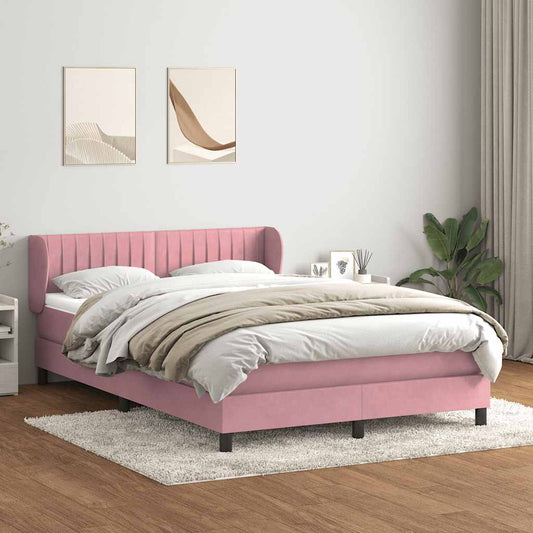 Boxspringbett mit Matratze Rosa 140x210 cm Samt