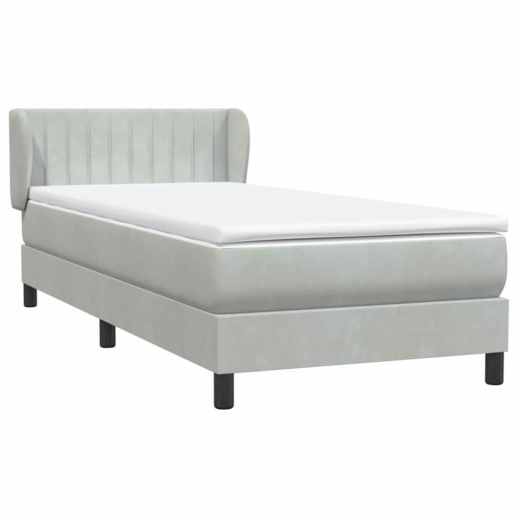 Boxspringbett mit Matratze Hellgrau 90x220 cm Samt