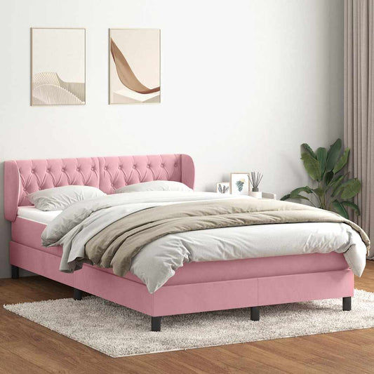 Boxspringbett mit Matratze Rosa 160x210 cm Samt