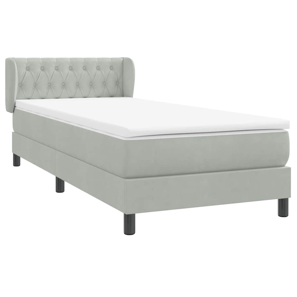Boxspringbett mit Matratze Hellgrau 80x220 cm Samt