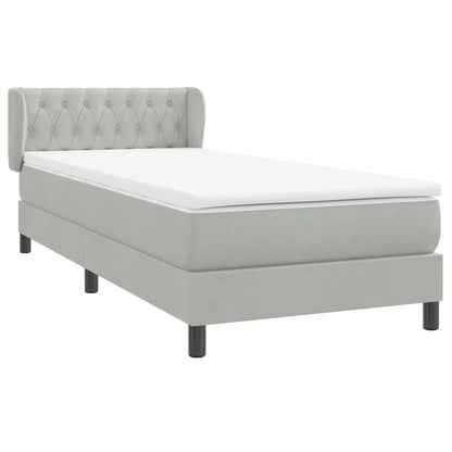 Boxspringbett mit Matratze Hellgrau 80x220 cm Samt