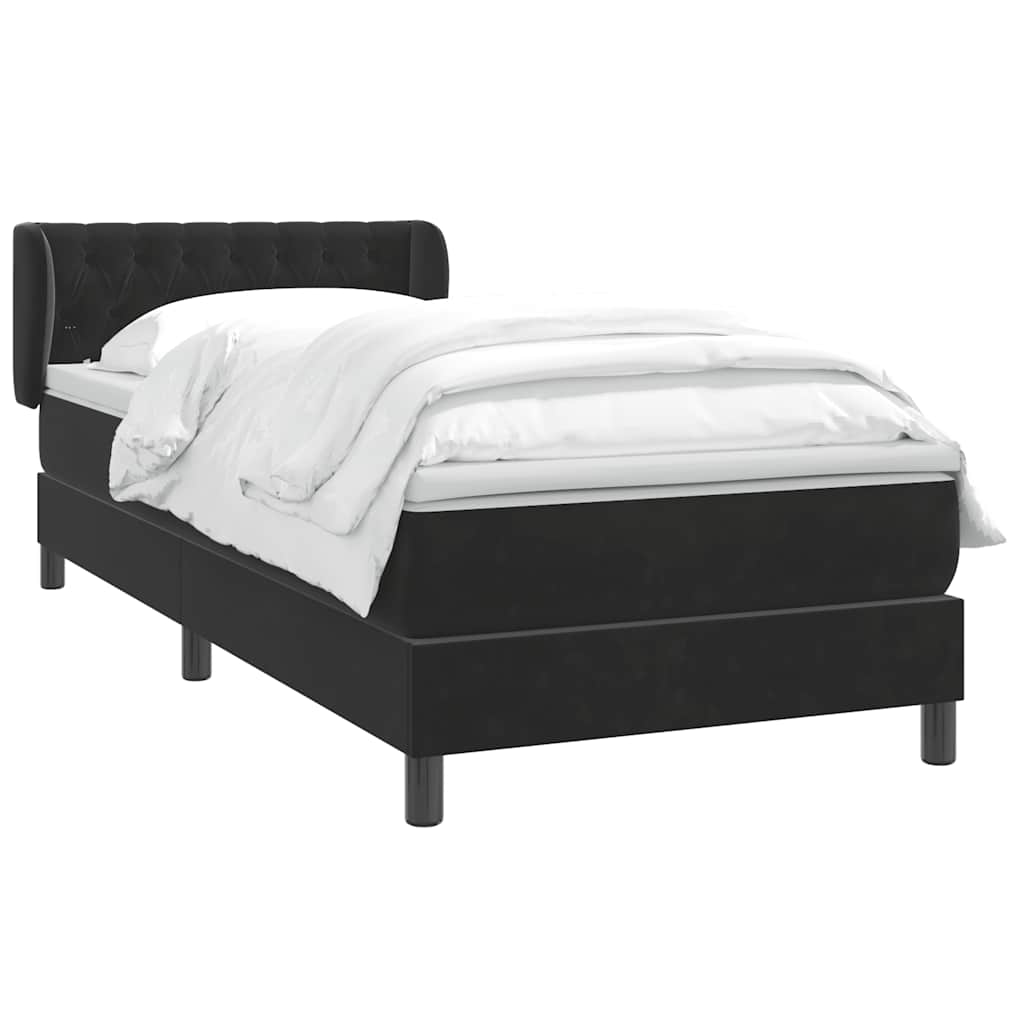 Boxspringbett mit Matratze Schwarz 80x220 cm Samt