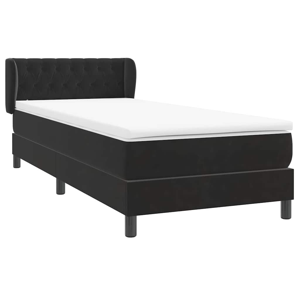 Boxspringbett mit Matratze Schwarz 80x220 cm Samt
