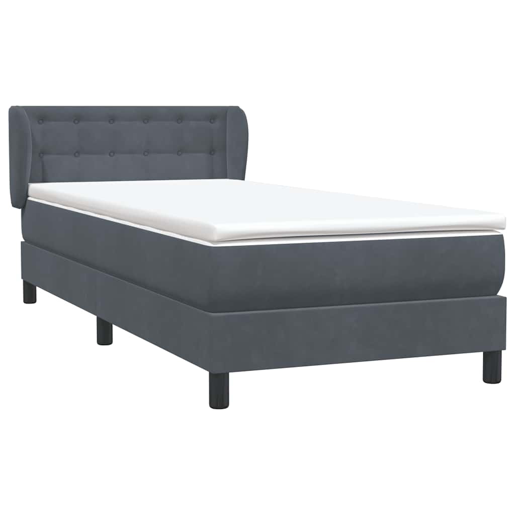 Boxspringbett mit Matratze Dunkelgrau 80x210 cm Samt