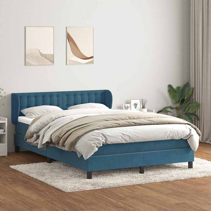 Boxspringbett mit Matratze Dunkelblau 140x210 cm Samt