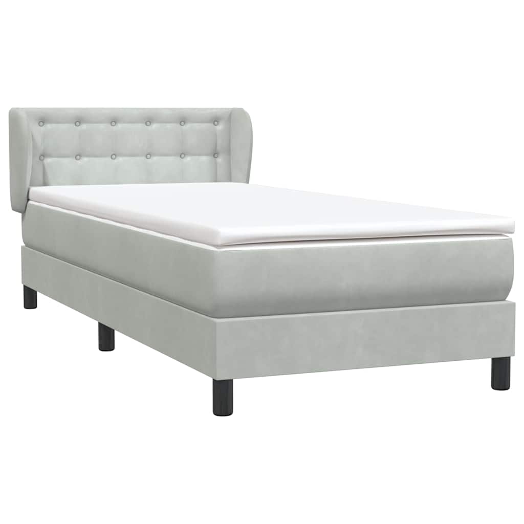 Boxspringbett mit Matratze Hellgrau 80x220 cm Samt
