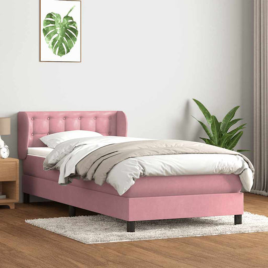 Boxspringbett mit Matratze Rosa 80x220 cm Samt
