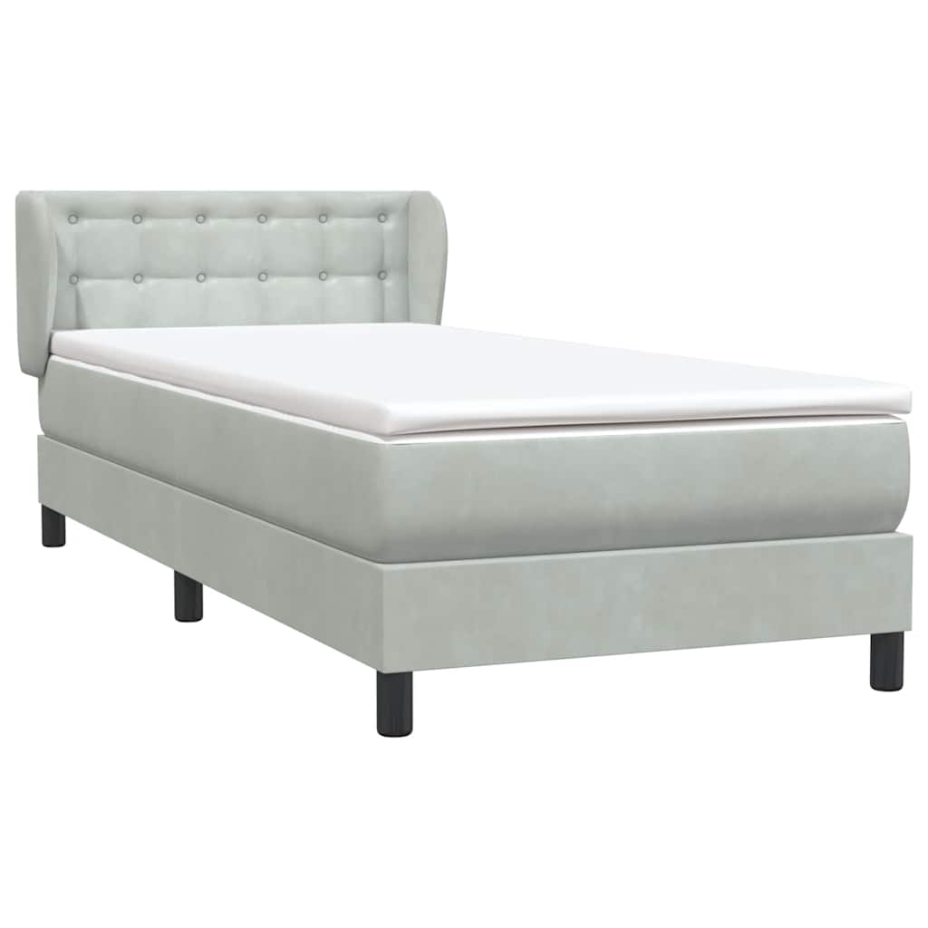 Boxspringbett mit Matratze Hellgrau 90x220 cm Samt